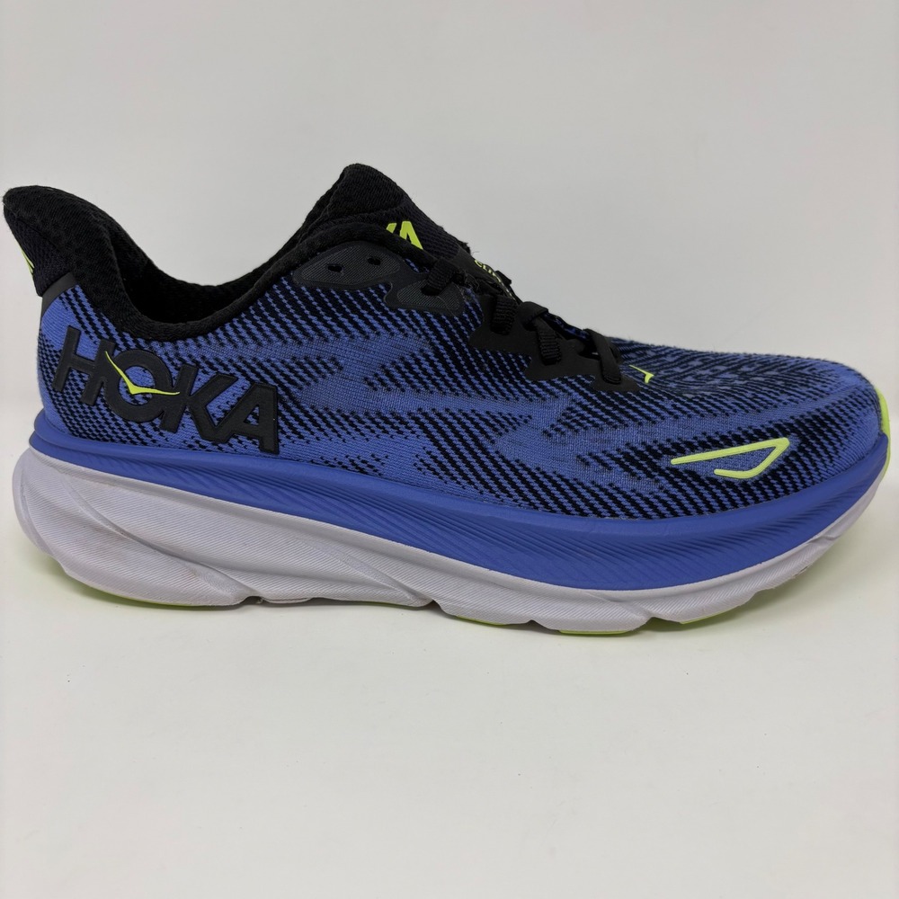 Hoka Clifton 9 Women's Size 9.5 Black Blue Athletic Running Shoes Sneakers